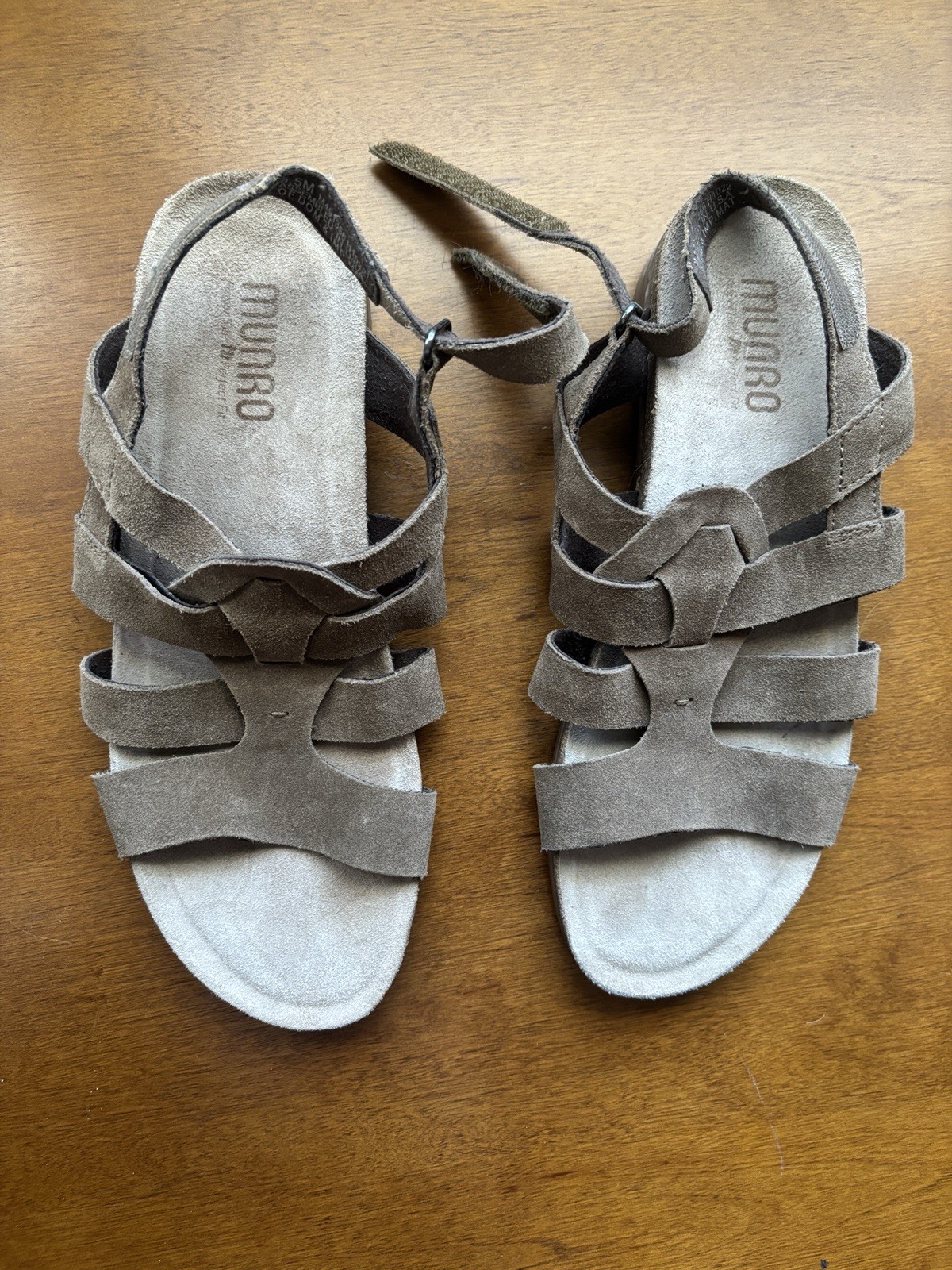 Munro Corine Sandals Brown Suede Slingback Cork Arch Support Footbed Women 8.5