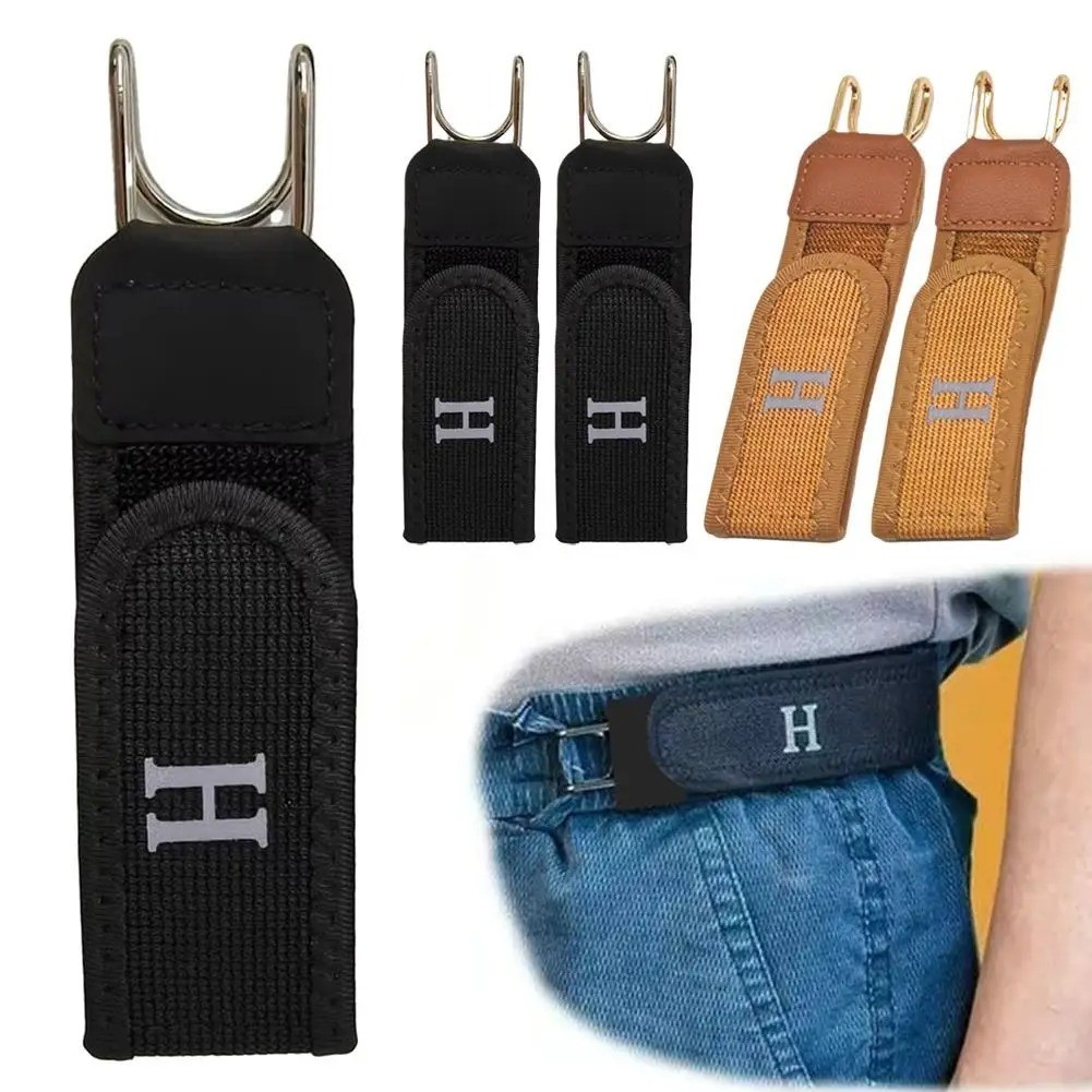 1-2PCS Tactical Elastic Belt Metal Hook Buckleless Invisible Waist Belt Adjust