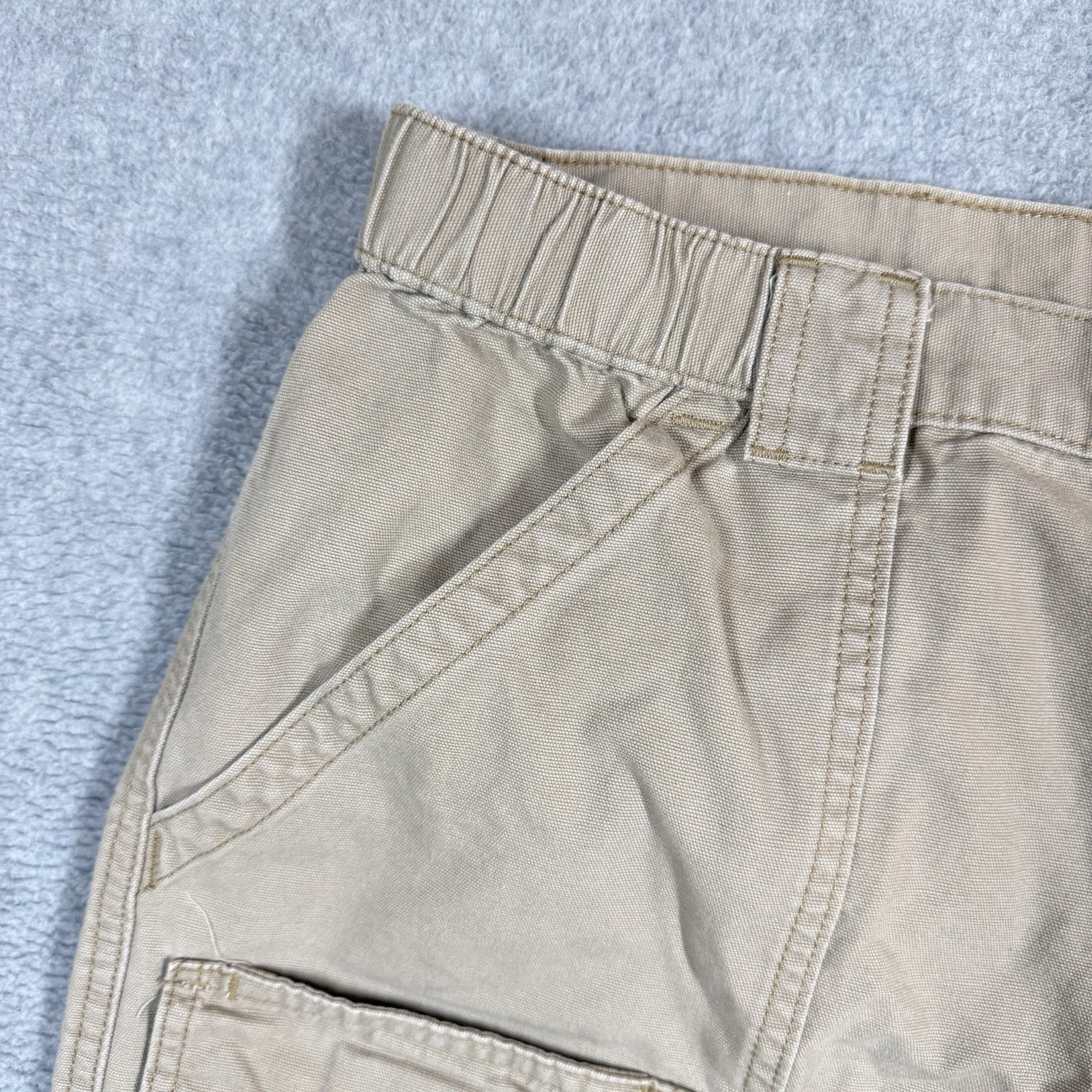 Savane 7″ Safari Cargo Shorts Mens 36 Beige Tan Canvas Elastic Waist Gorpcore