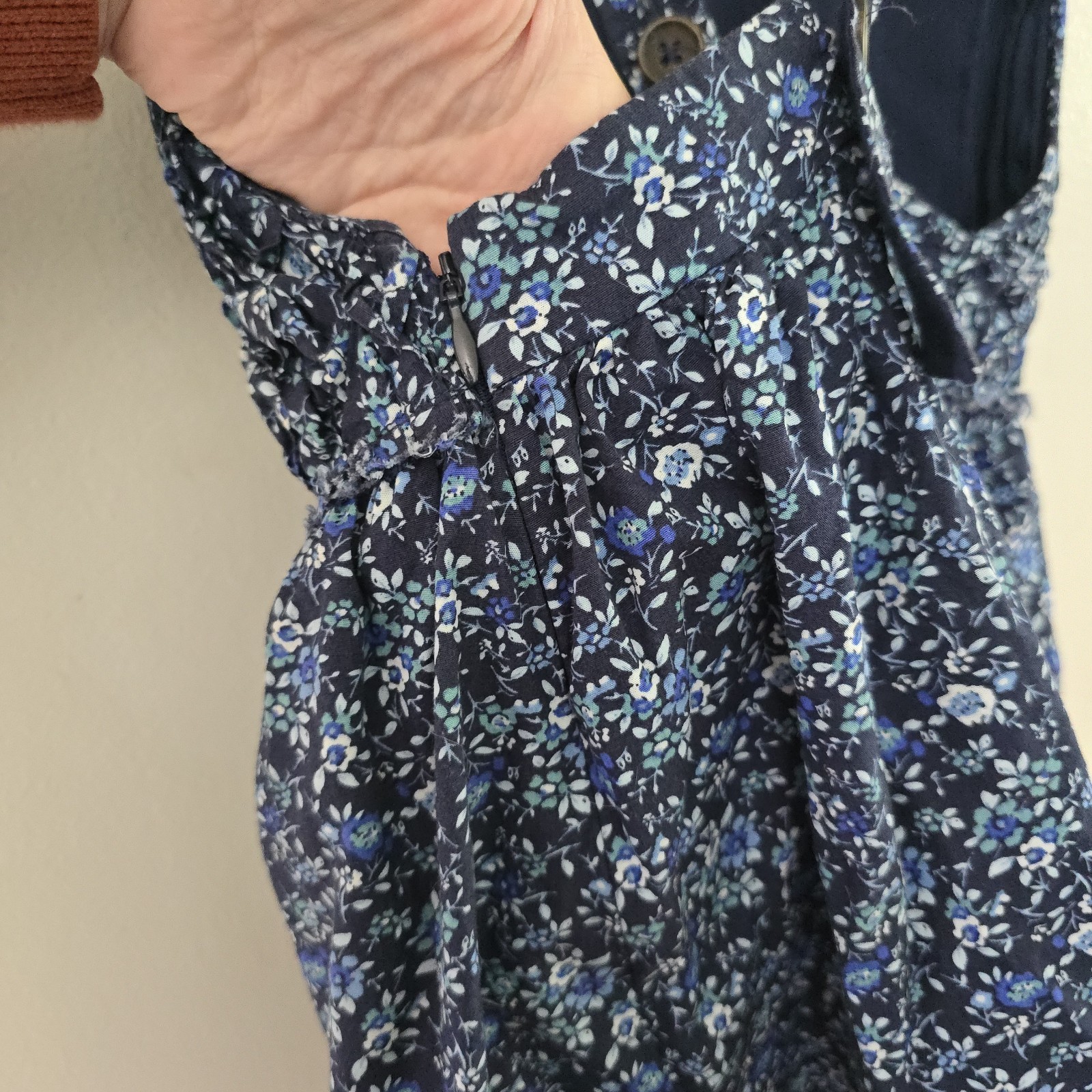 Free People Petunia Mini Dress Cross Back Smocked Blue Ditzy Floral Size S