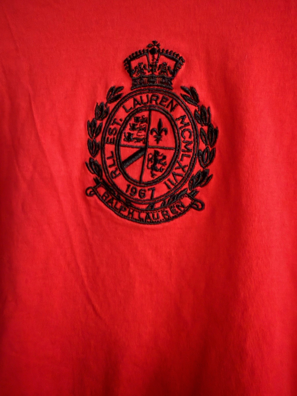 Lauren Active Ralph Lauren Red Cotton Knit Embroidered Logo Crew Neck Tee XL