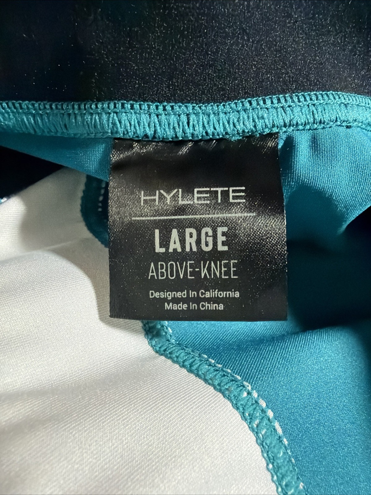 Hylete Above Knee Shorts Men’s L Teal Performance Stretch 9″ Inseam Drawstring