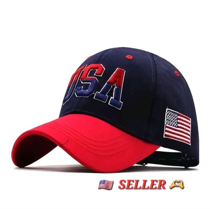 USA Flag Baseball Cap for Unisex Cotton Snapback America Trucker Hat Navy Blue