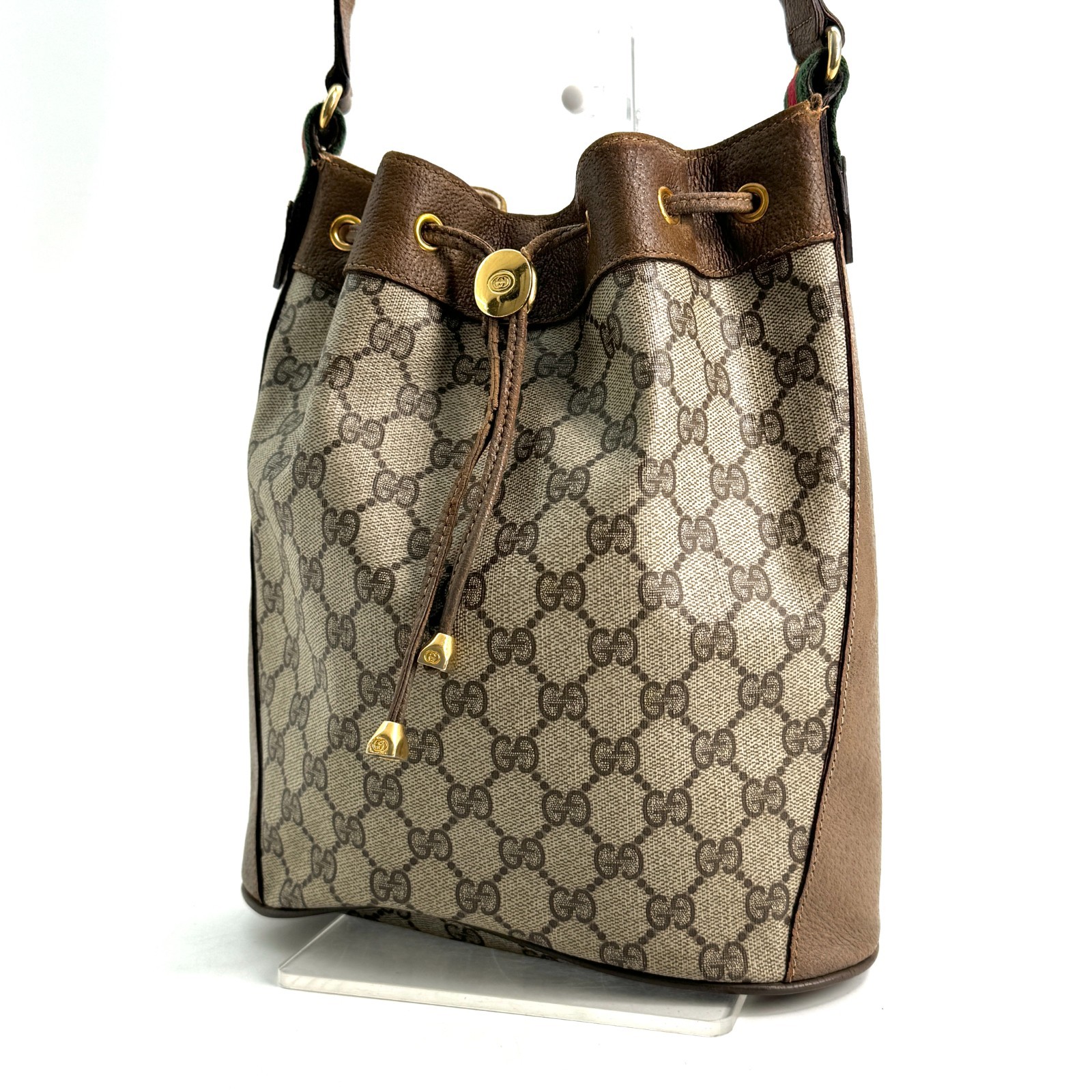 Vintage GUCCI Sherry Shoulder Bag Drawstring GG