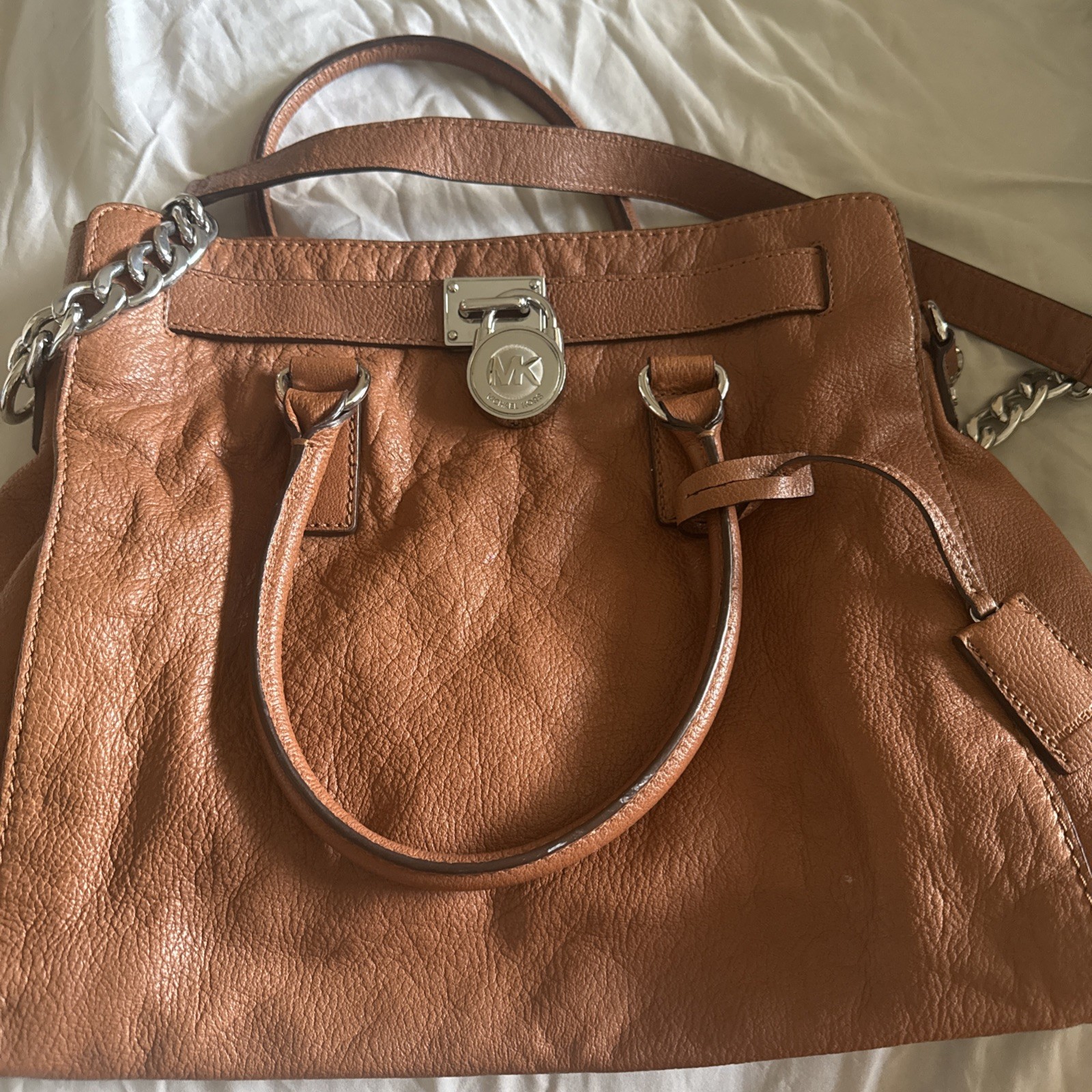 Michael Kors Hamilton Large Saffiano Leather Large Tote ShoulderBag Camel Brown