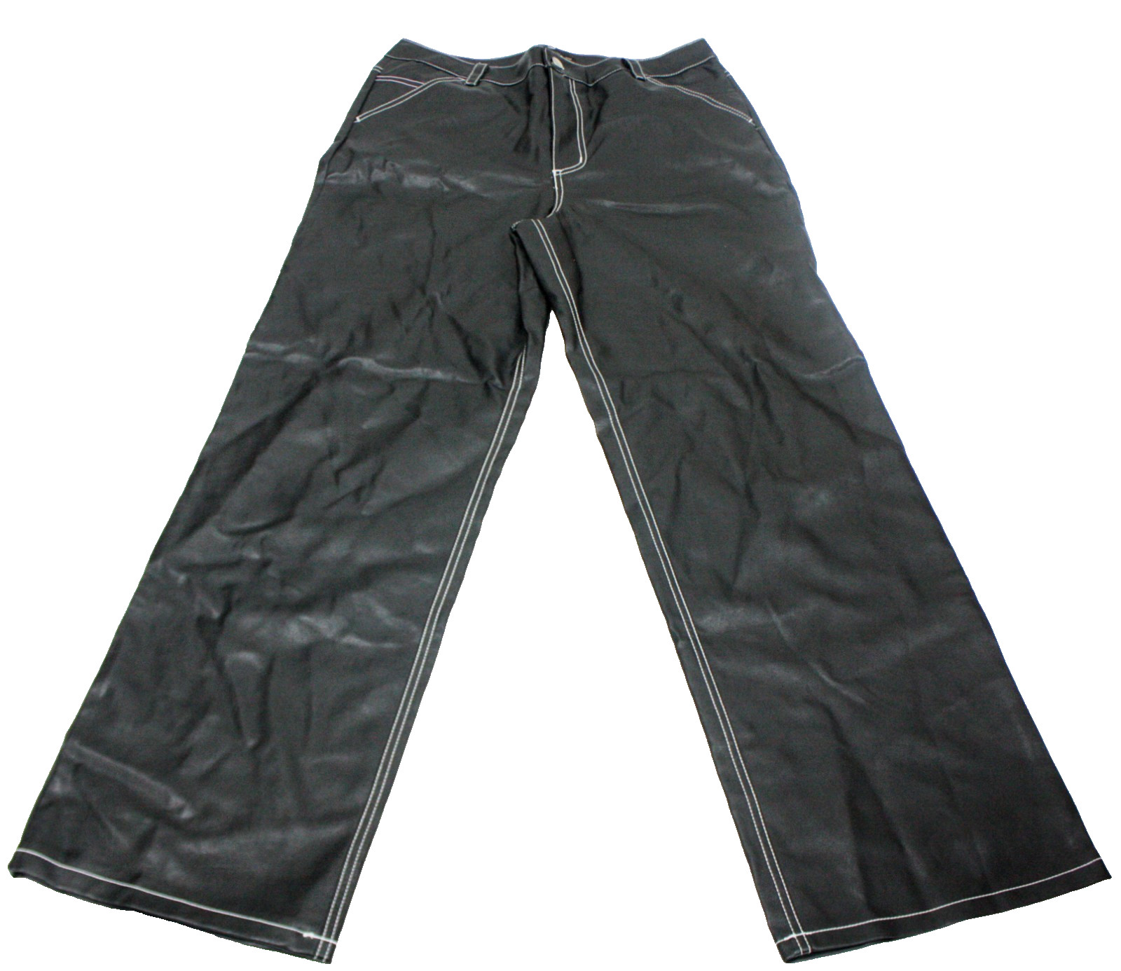 Hesperus Women’s Black Faux Leather Pants w/ White Stiching Size 13 | 33″ Waist