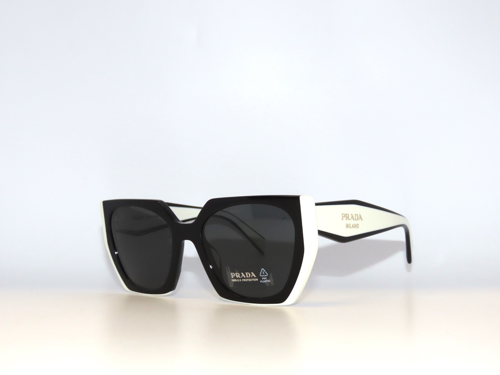 Prada 15WS 15 09Q5S0 Black Talc Dark Gray Sunglasses PR15WS