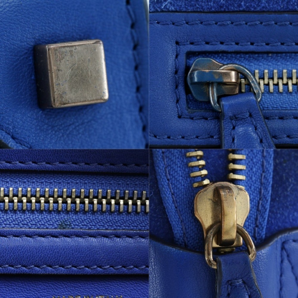 CELINE Luggage micro Handbag blue Suede/Calfskin Women