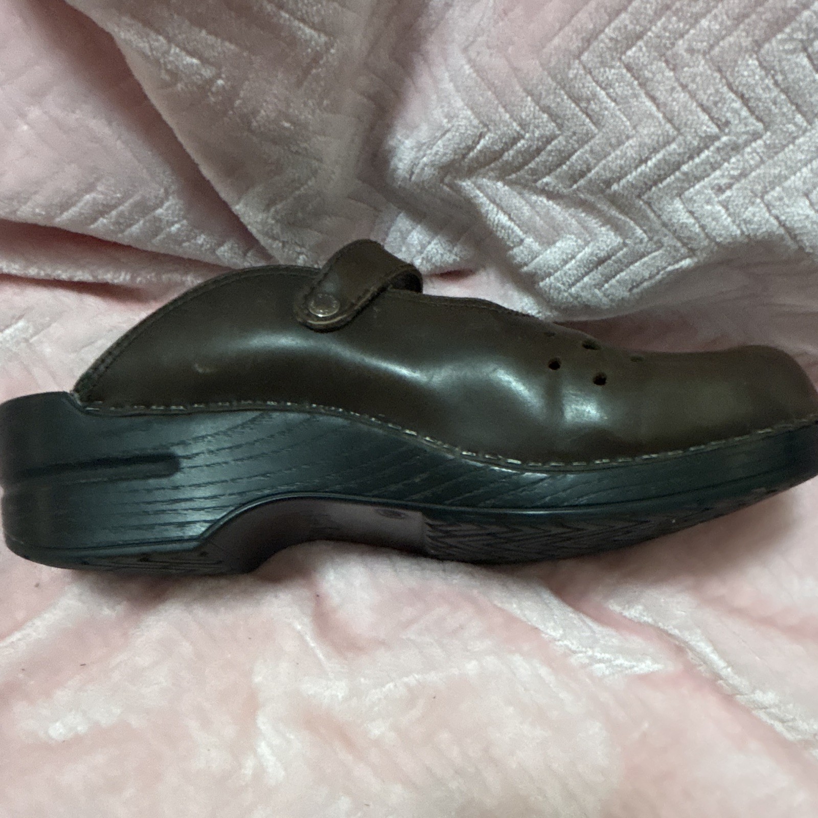 Dansko Merrie Mary Jane Brown Leather Open back Slip on Mule Clog Women 9.5 40