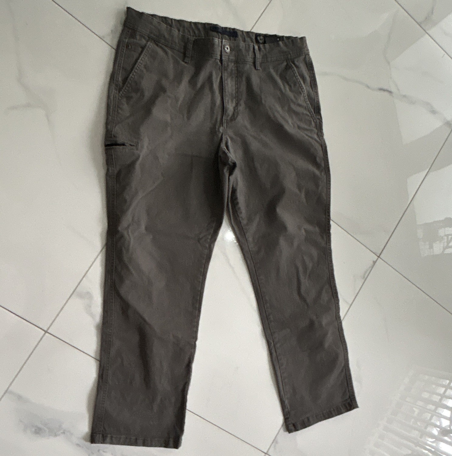 Weatherproof Men’s Gray Chino Pants Straight Fit Flat Front Stretch Waist 40