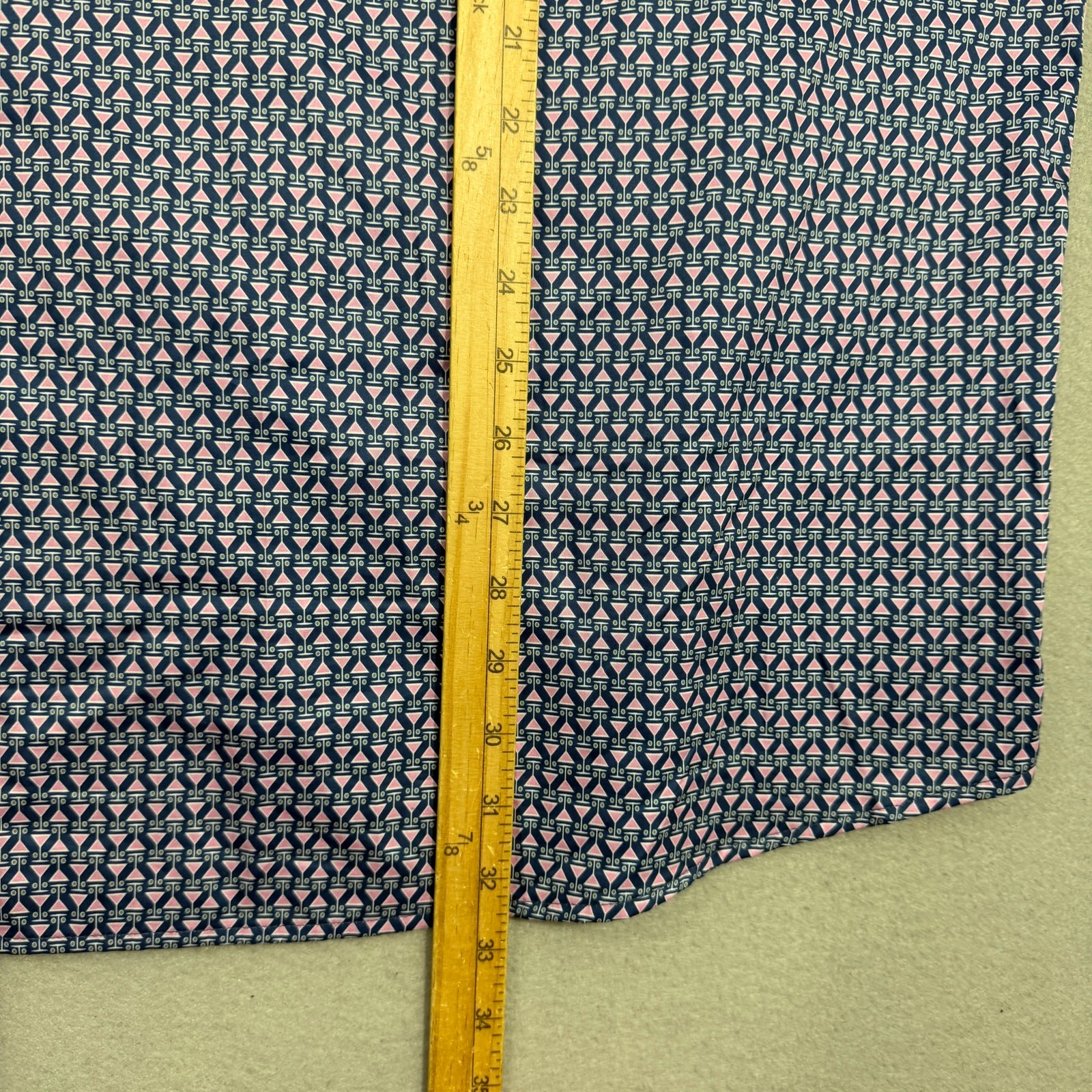 Johnston & Murphy Martini Print Button Up Shirt Mens 3XL Blue Pink Flip Cuff NEW
