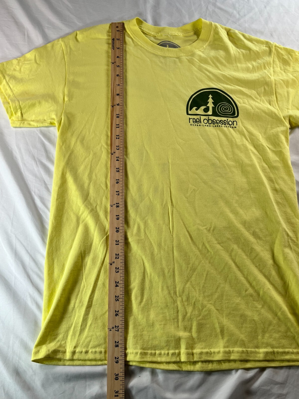 Fishing Shirt Mens Sz Medium Reel Obsession Short Sleeve T Shirt Yellow Trout