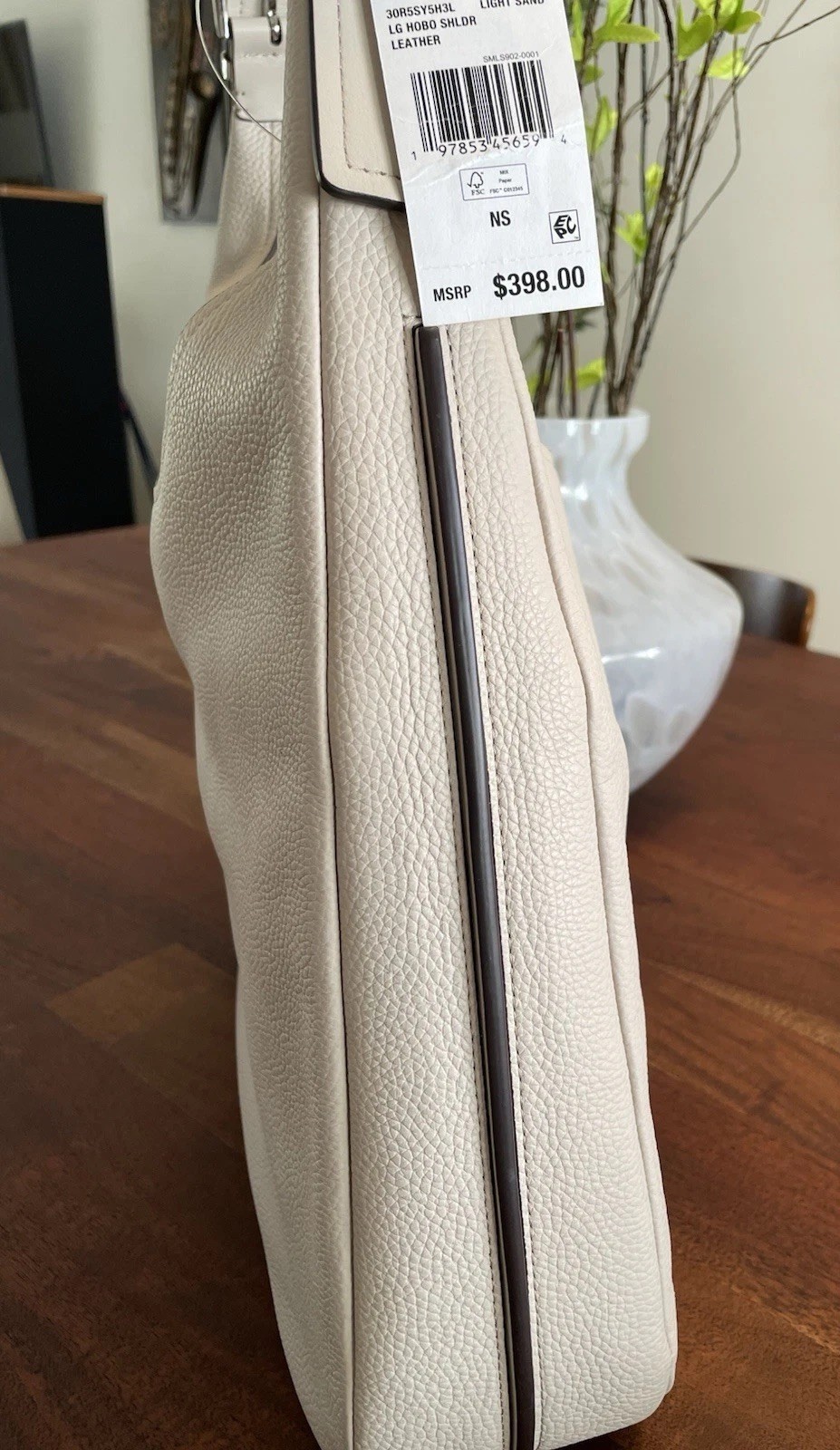Michael Kors Nolita Large Leather Hobo Shoulder Bag in Light Sand NWT