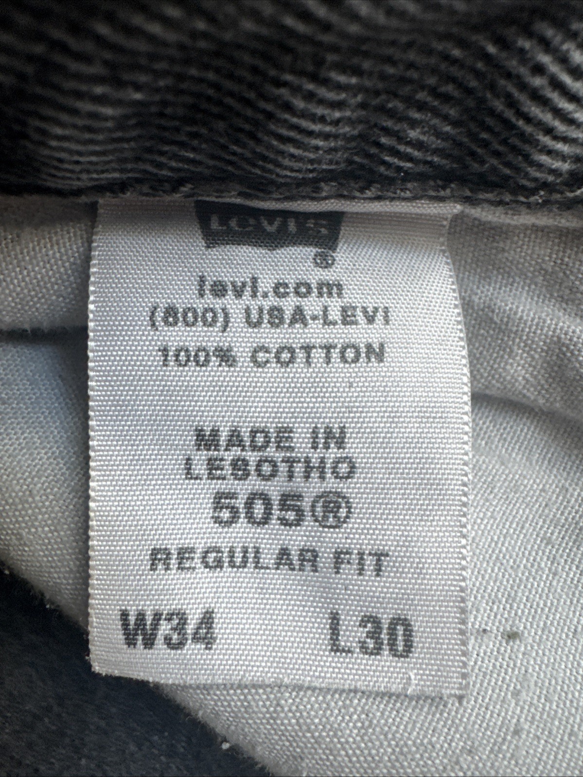 BLACK/DARK GRAY Levi’s 505 Regular Fit Washed Jeans – Black, 34Wx30L Vintage