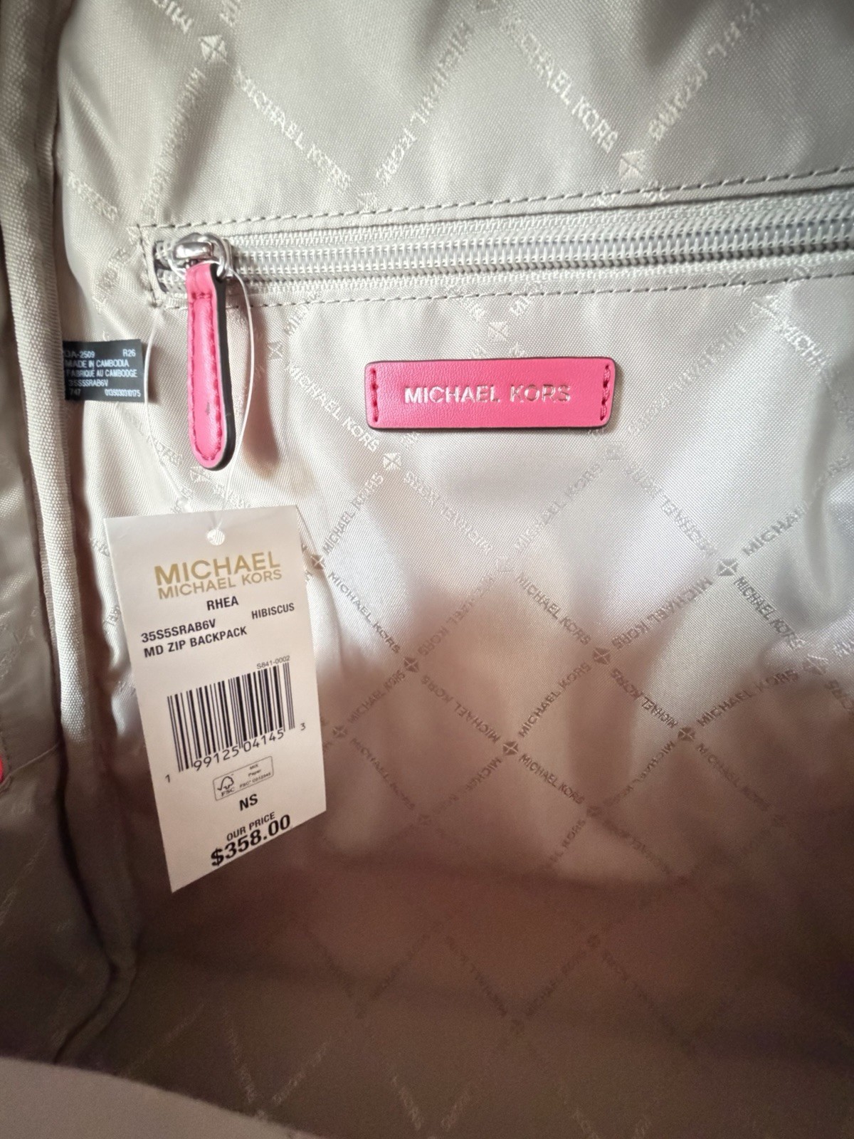 Michael Kors Rhea Medium Zip Backpack MK Color-Block Hibiscus Multi