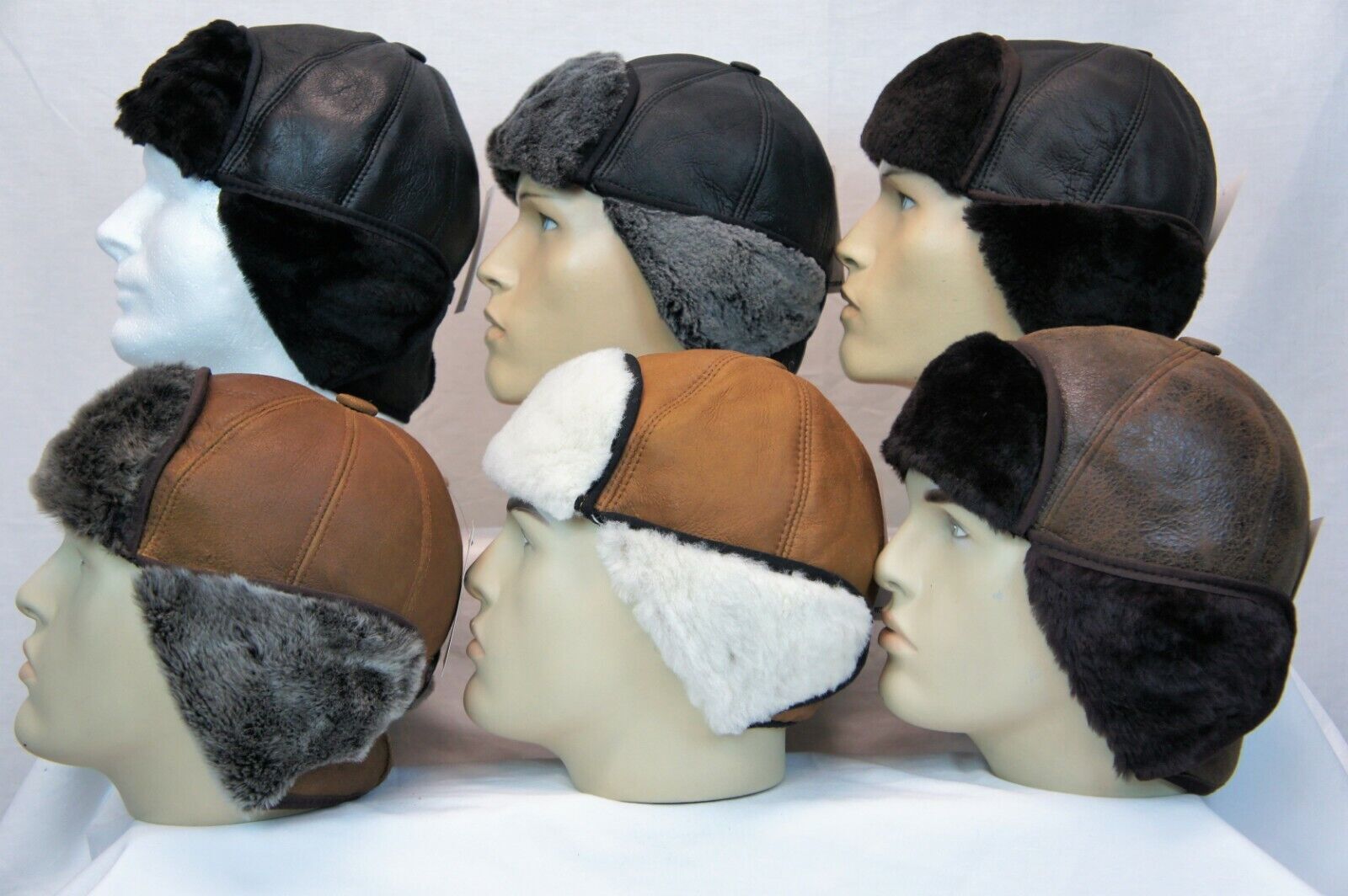 6 colors REAL SHEEPSKIN SHEARLING LEATHER HAT Trapper Ushanka Hunting warm M-3XL