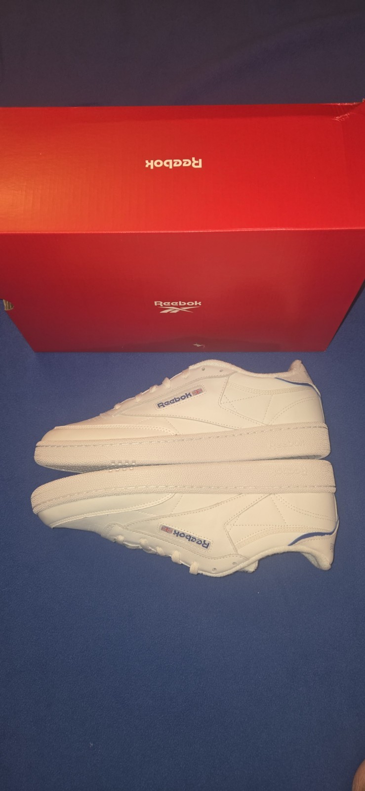 Reebok Classic Club C 85 Unisex Leather Shoes White/Royal Accent, Men’s Size 13