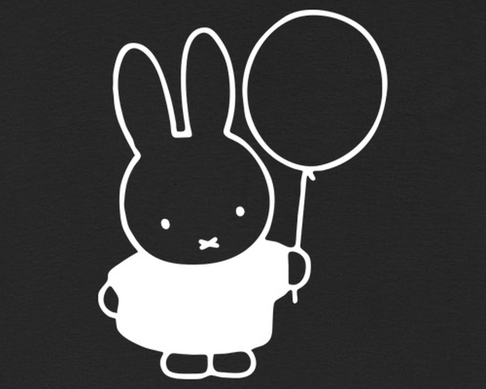 Miffy Rabbit Balloon Black Dress Cartoon T-Shirt