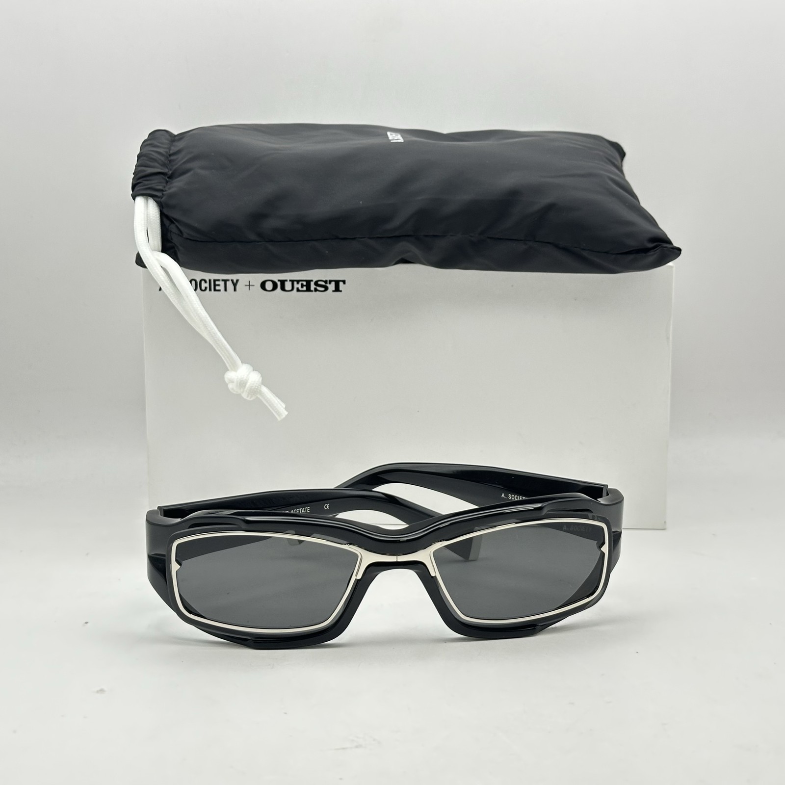 A. Society + Quest Mens Cruiser Semi Detached Rim Sunglasses Black/Silver