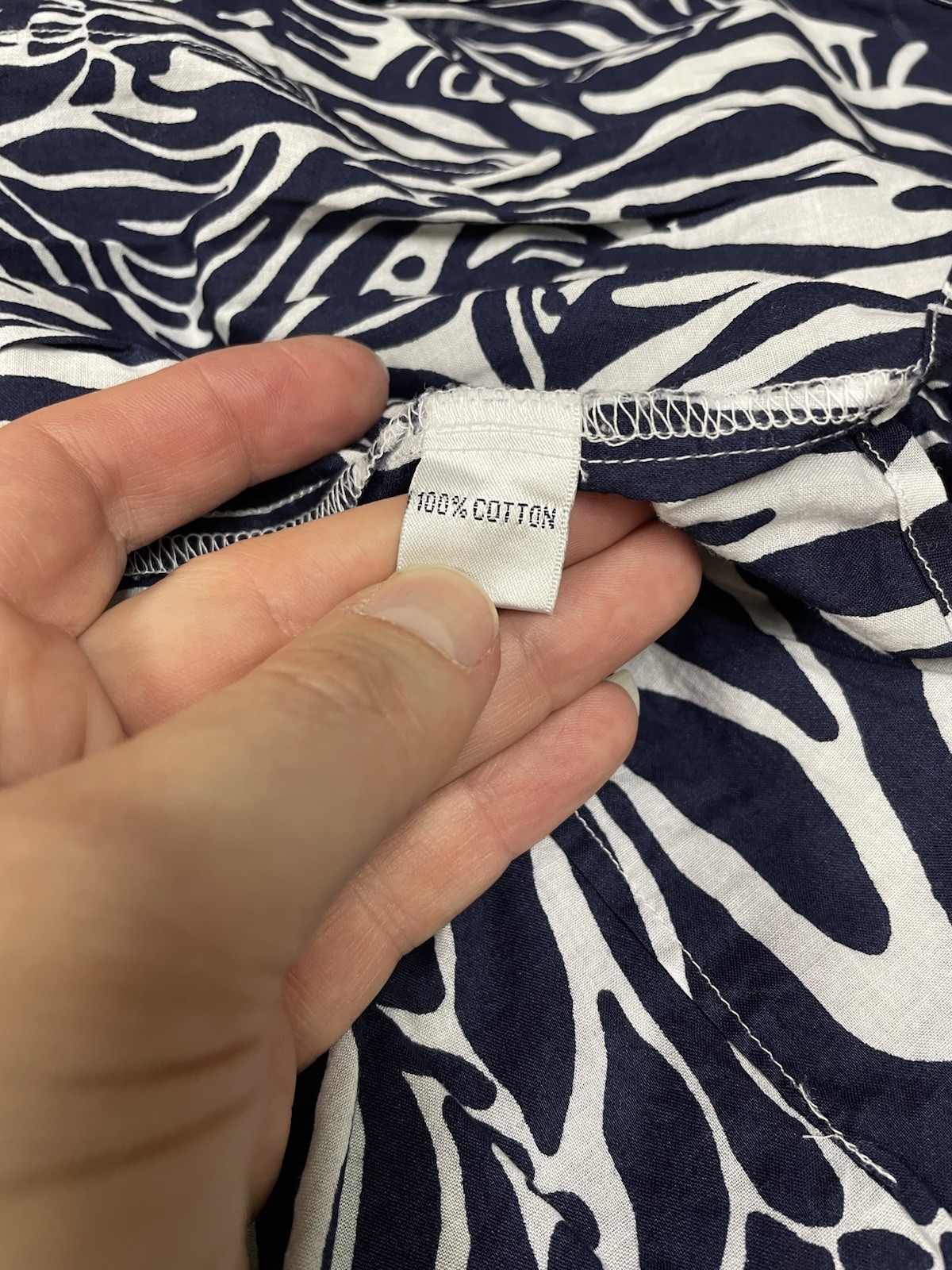 Lilly Pulitzer Catching Zzz’s Blue White Zebra Print Blouse Preppy Safari Boho 4