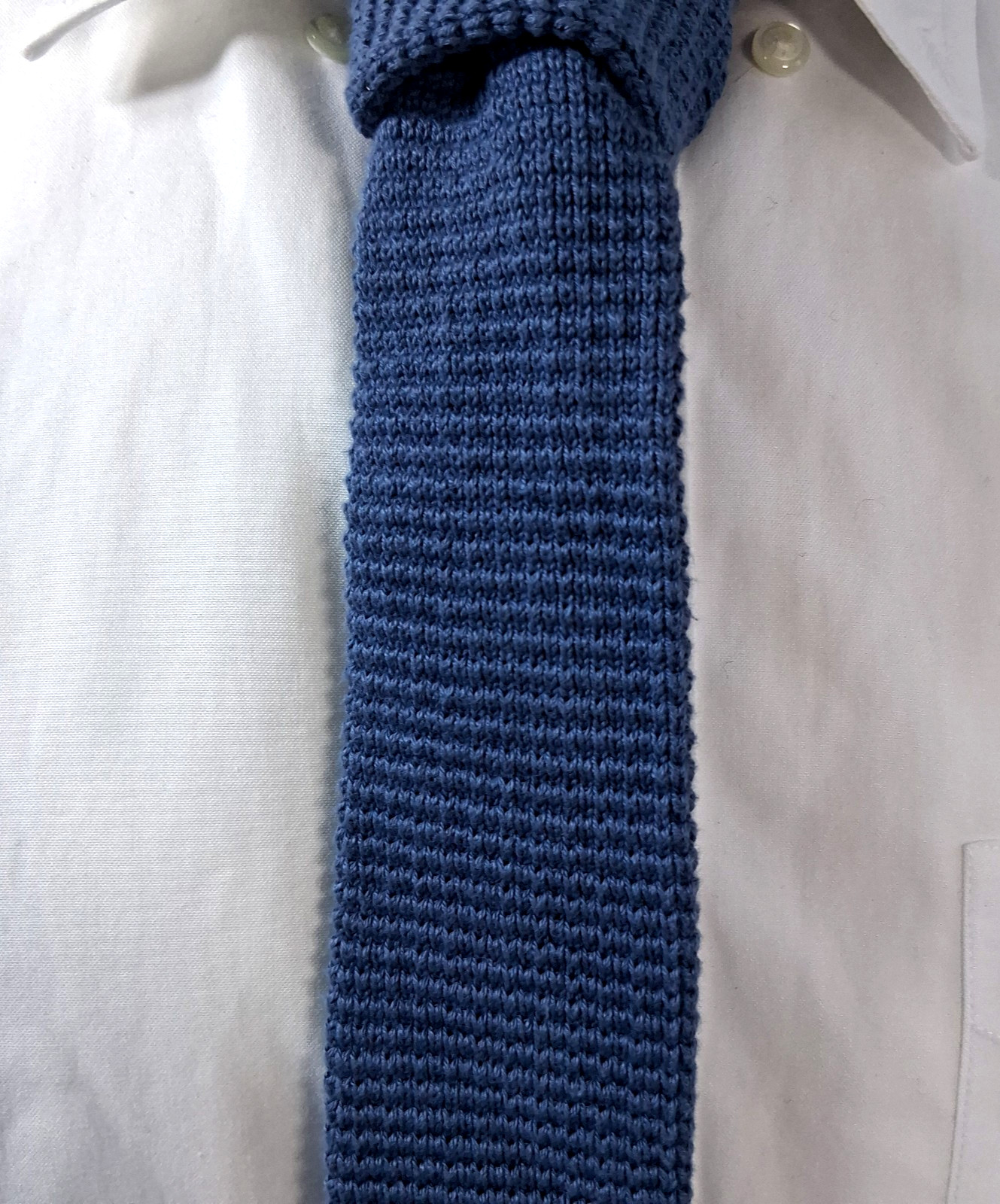 615 Collection Blue Men’s Neck Tie~Skinny Square~100% Lisle Cotton~Made USA~42″L