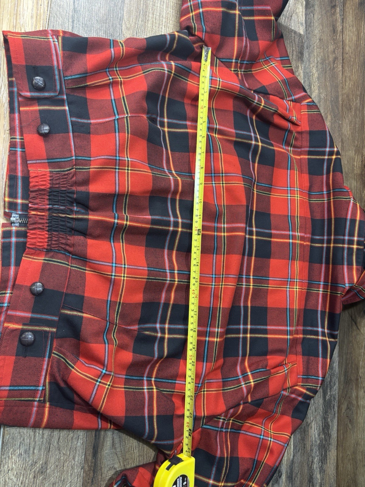William Hunt Tartan Leather Button Coat Made In England Large