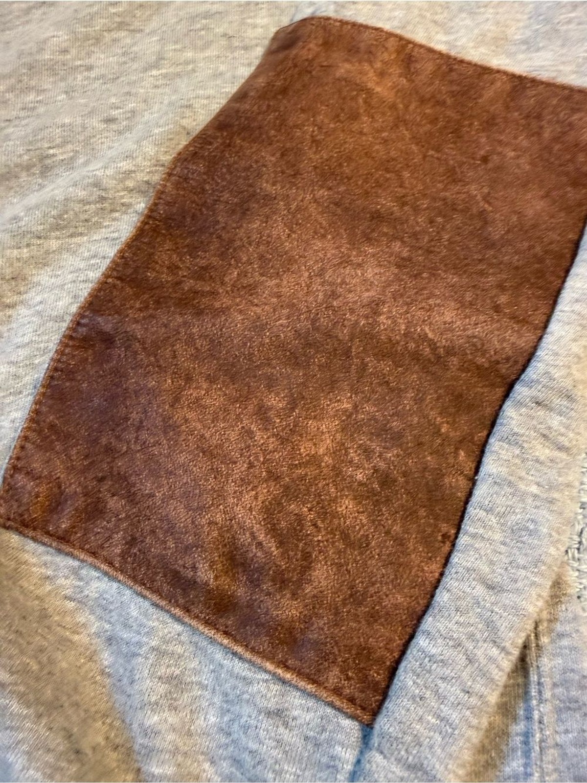Billy Reid Men’s Grey Crewneck Sweater with Leather Elbow Patches