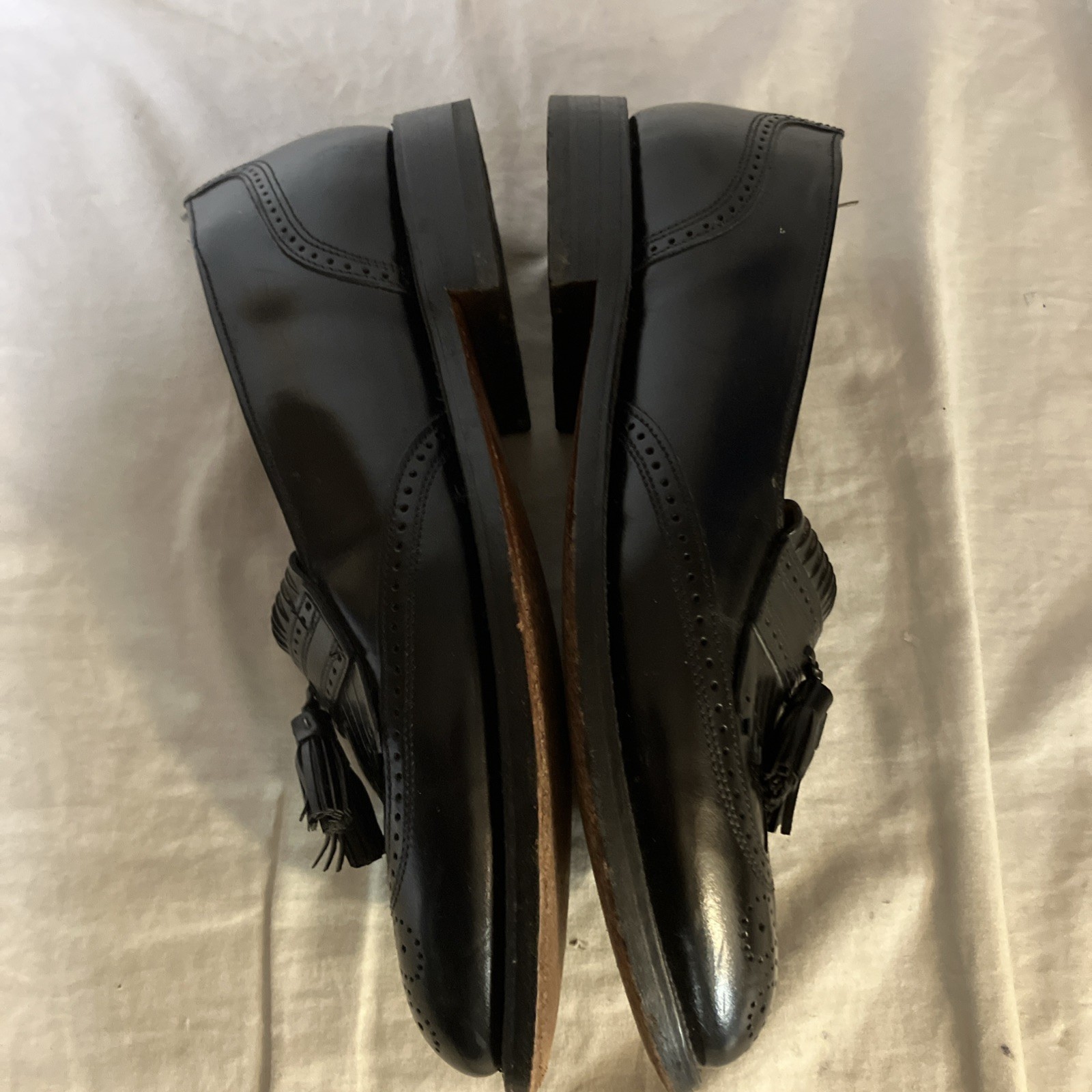 Bostonian Classics Mens Black Leather Wingtip Tassel Kitte Loafers 8 D/M USA FS