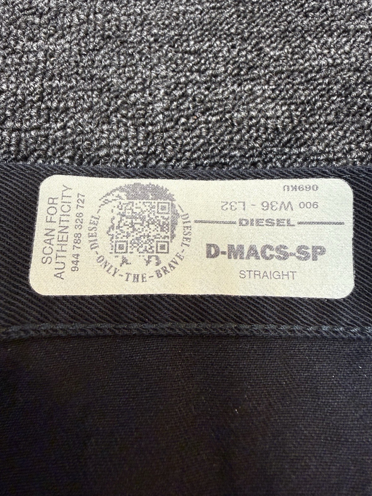 Rare DIESEL D-MACS-SP Jeans Size W36 L32 100% Cotton, Black With All-over Print