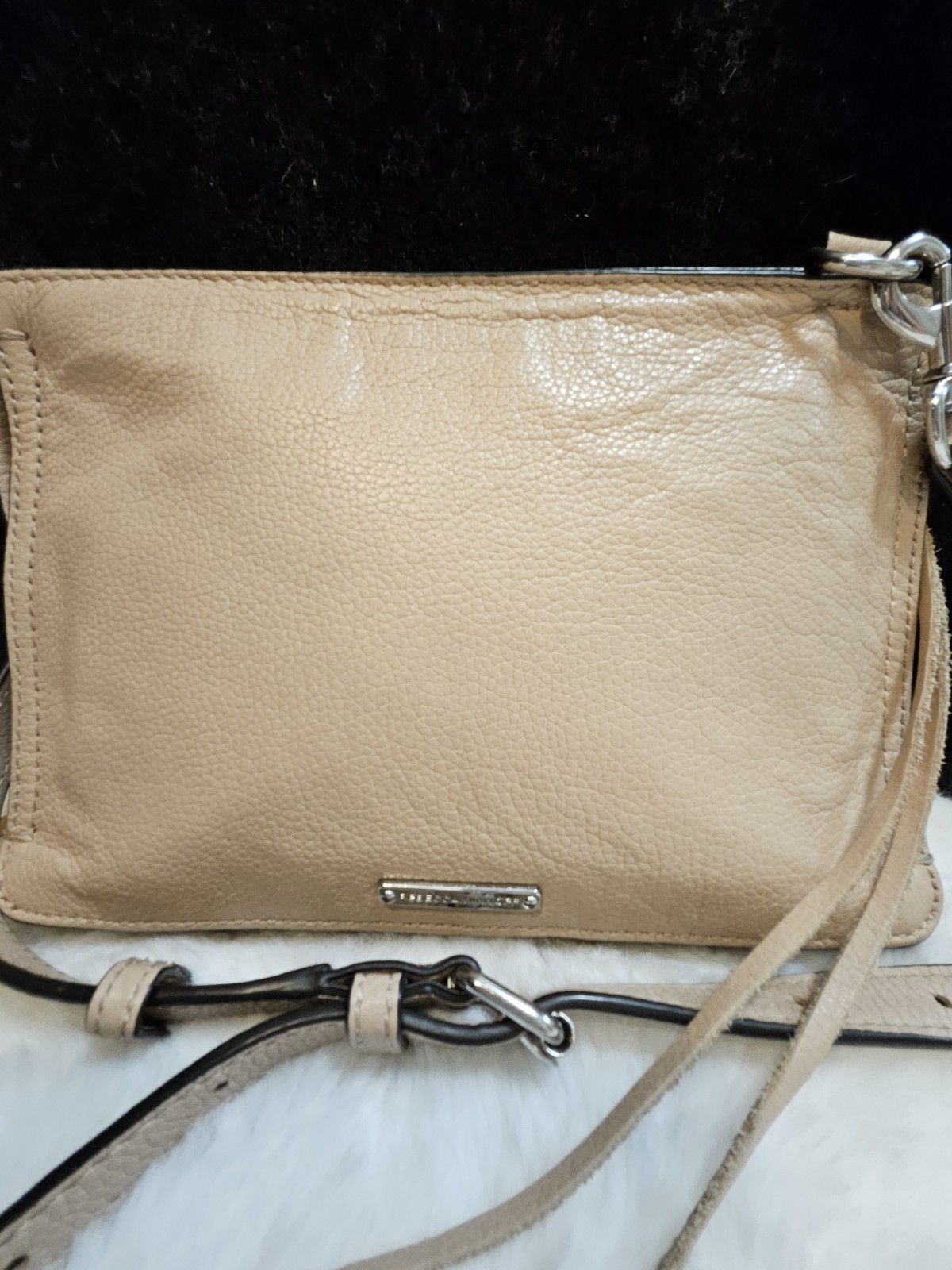 Rebecca Minkoff M.A.C. Morning After Clutch Crossbody Nude Pebbled Leather