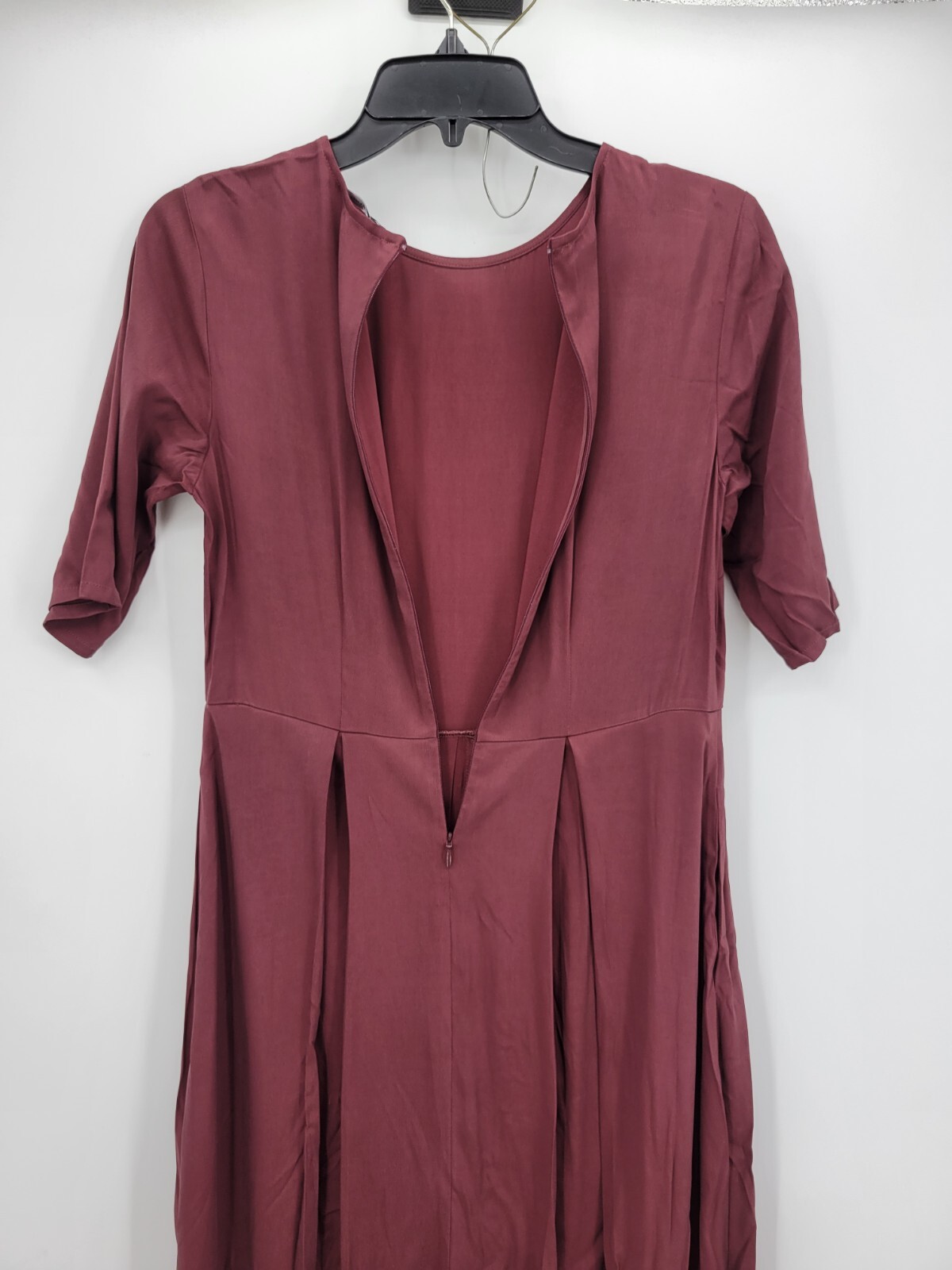 Goop x Universal Standard Dress Womens 3XS Maroon Hi Lo Maxi Short Sleeve Modern