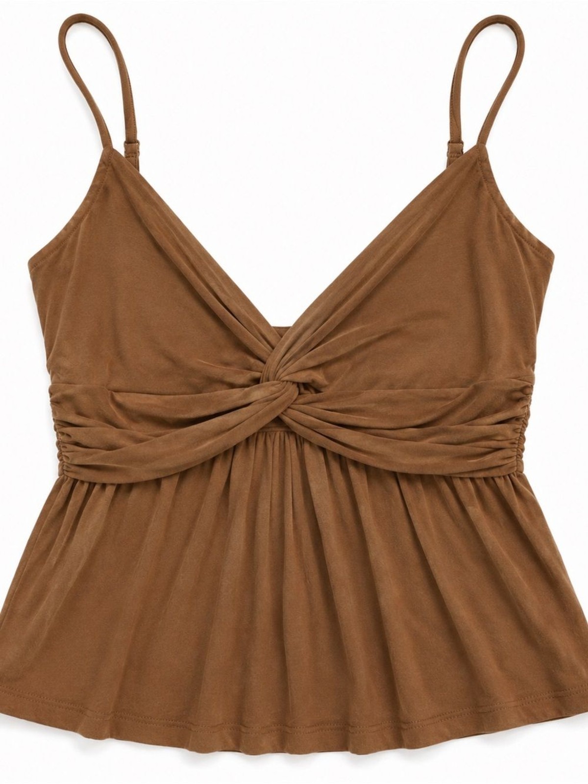 Nicole Miller Studio Brown Twist Front Cami Tank Top Size Small