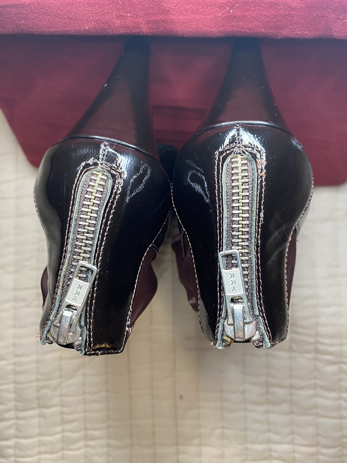 Jessica Bennett JNASH Square Toe Platform Pumps Brown 9M Rear Zipper