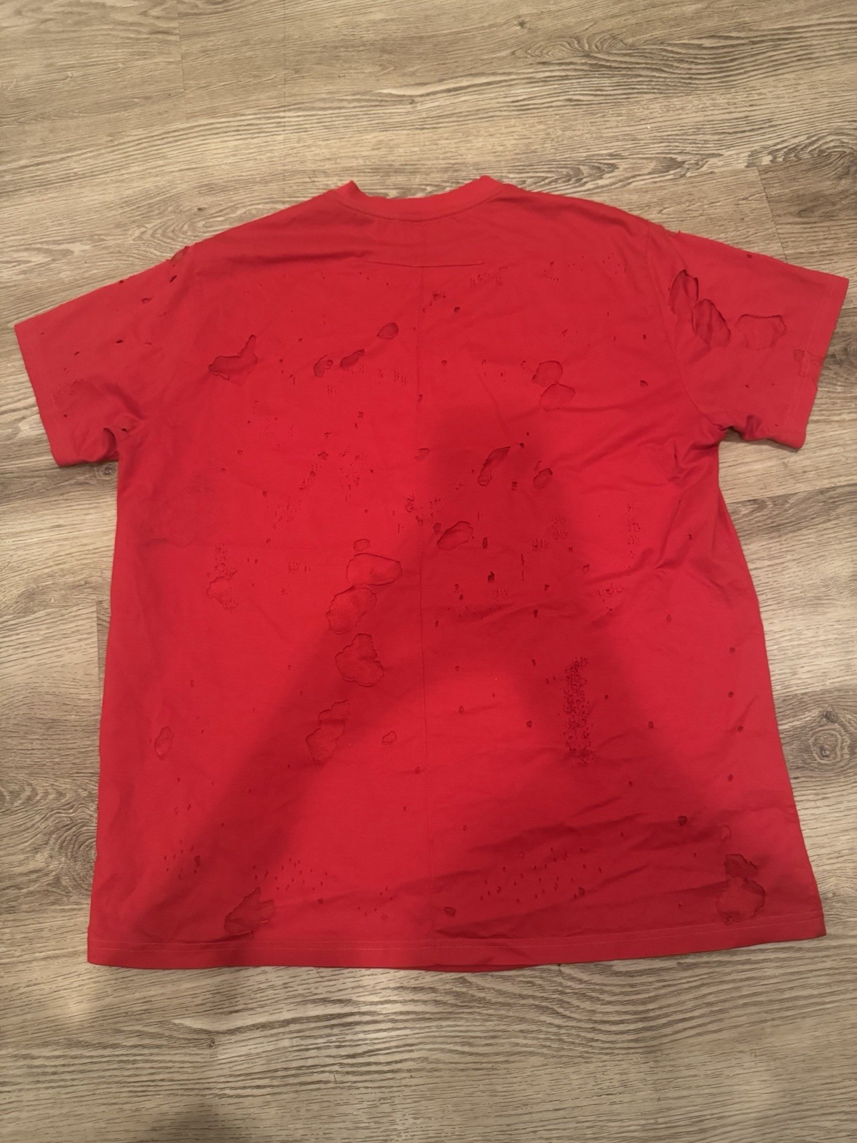 Givenchy Paris Red Distressed Colombian Fit Men’s T-Shirt – Size L