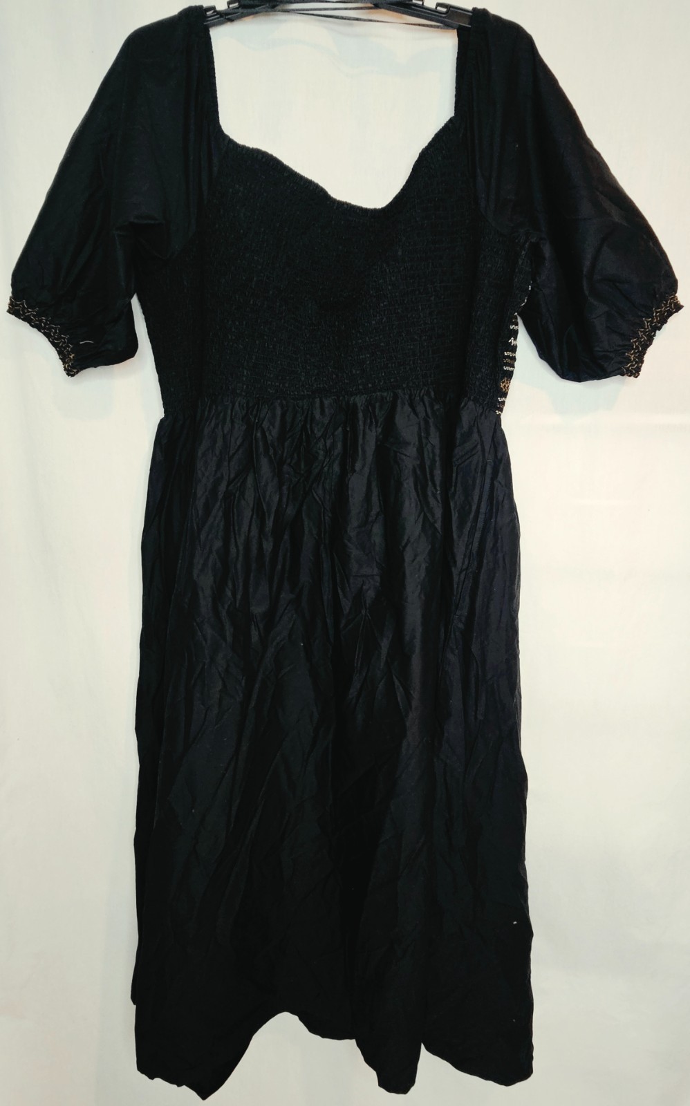 Old Navy Womens Plus Maxi Dress Black Chevron Poplin Smocked Off-the-Shoulder 4X