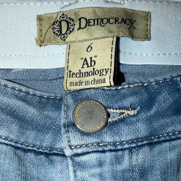 Democracy Ab Technology Light Wash Straight Leg Jeans Womens 6 Elastic Waist