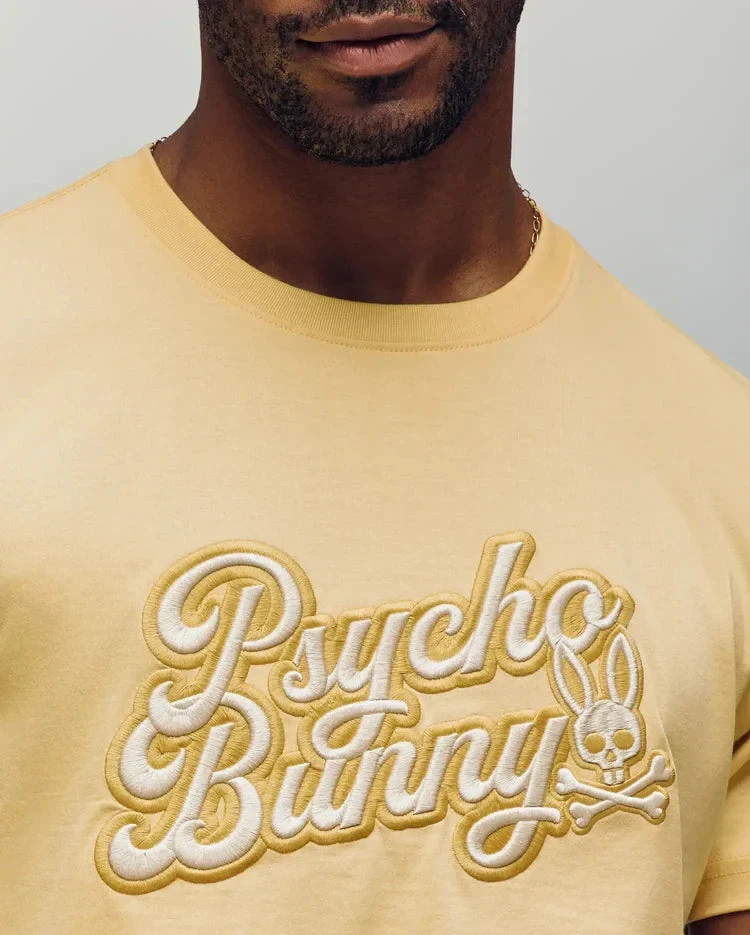 PSYCHO BUNNY Men’s Elias Graphic Tee Sahara Sun Yellow Size 2XL NWT