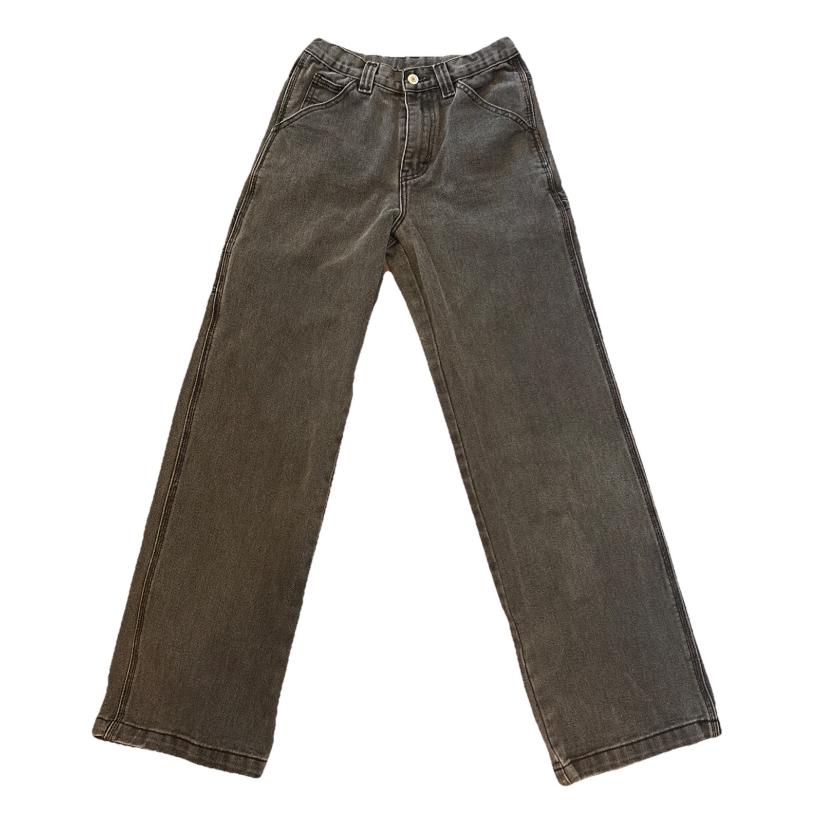Brandy Melville Black Carpenter High Rise Straight Leg Jeans Sz 25×31”