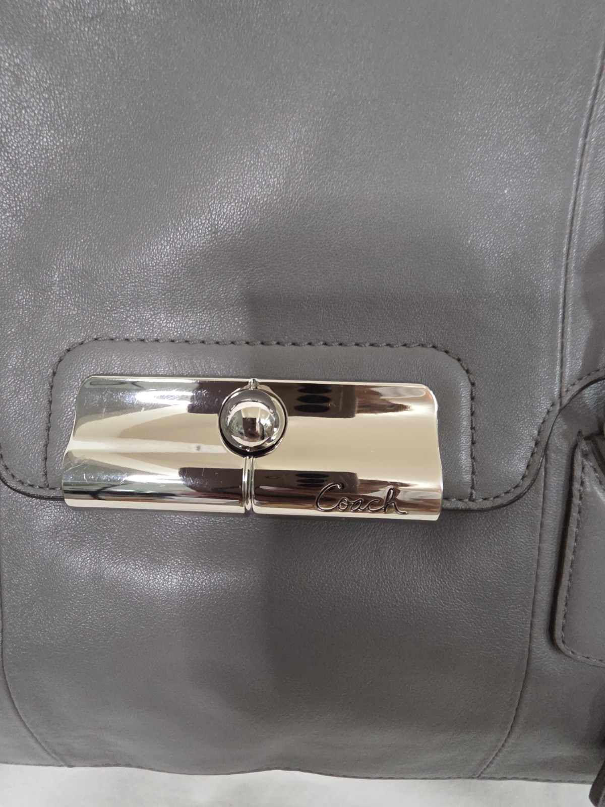 Coach Poppy Kristin E1126-18277 Gray Soft Butter Leather Shoulder Handbag