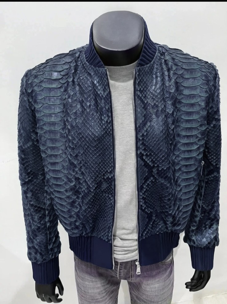 Men’s Snakeskin style Jacket Custom order Embossed Genuine Leather Jacket