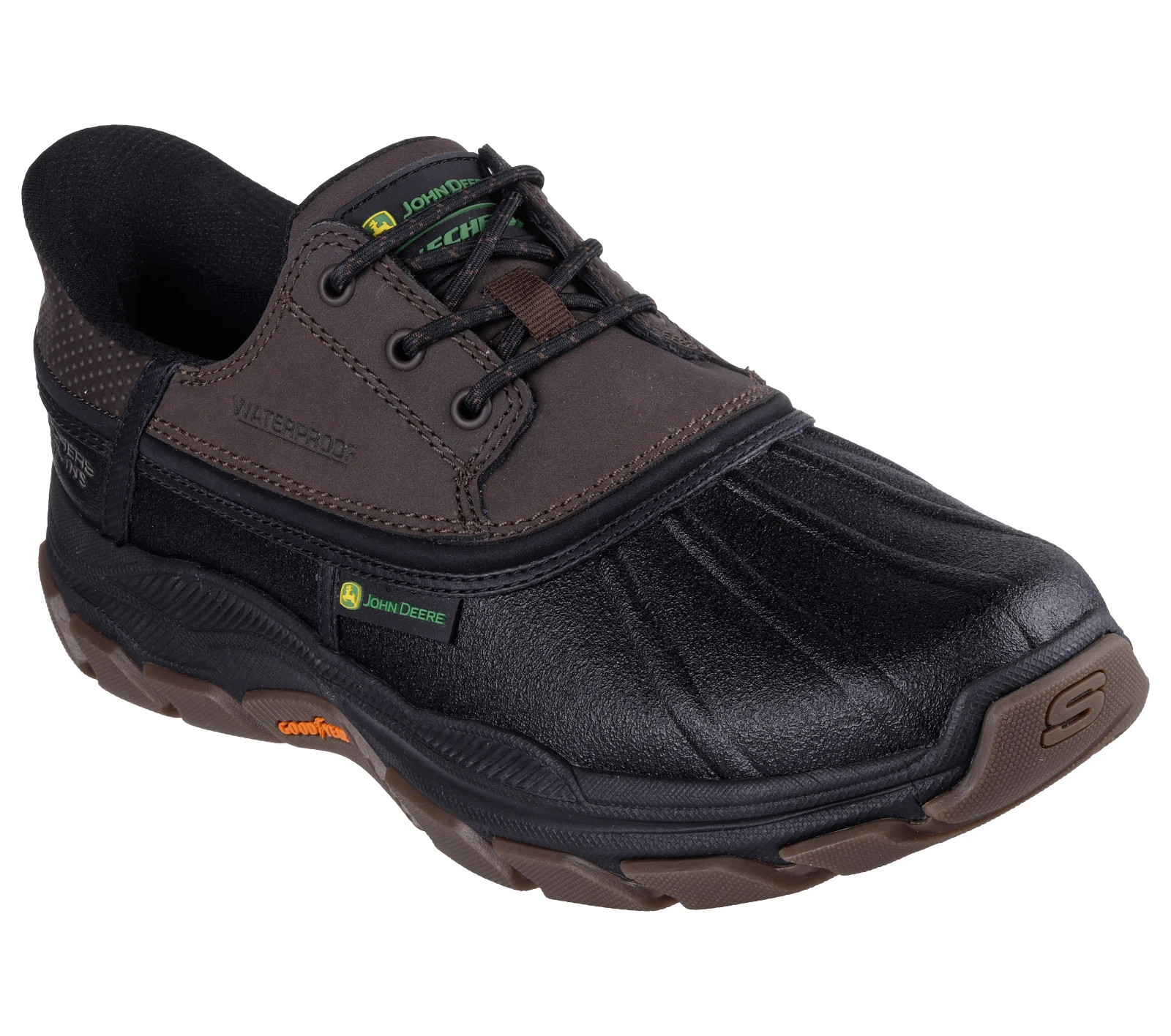 JohnDeere Skechers Shoe Men Black Slip Ins Chocolate Waterproof Anti Slip 256002