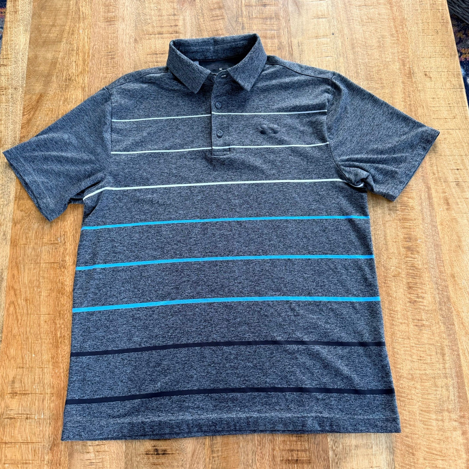 Under Armour The Playoff Polo Shirt Sz M Grey W/ Stripe Active Golf