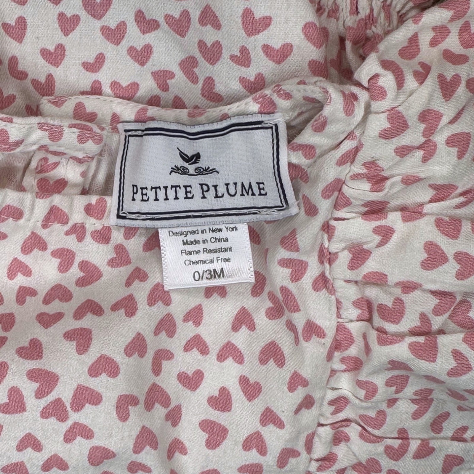 Petite Plume Heart Print Bubble Romper with Flutter Sleeves Size 0-3M