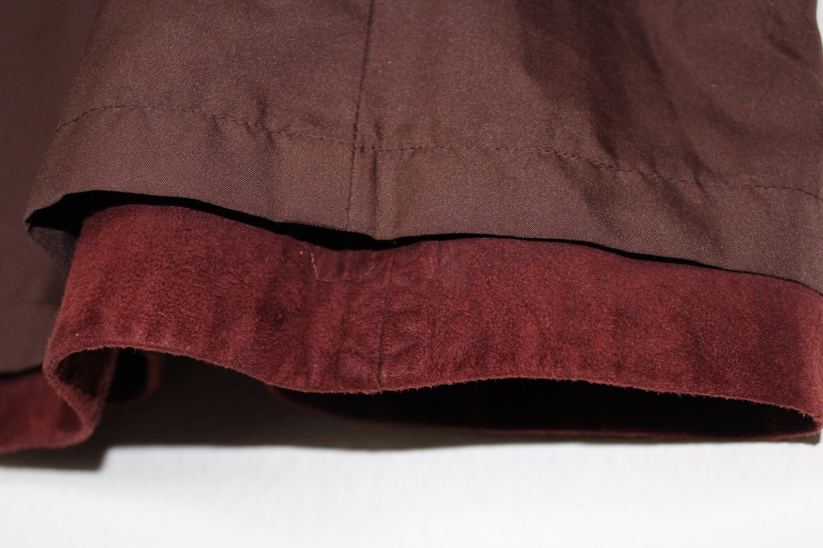 VTG 80s Suede Leather Designs Brown Burgundy Midi Skirt Chevron Panel Elastic L