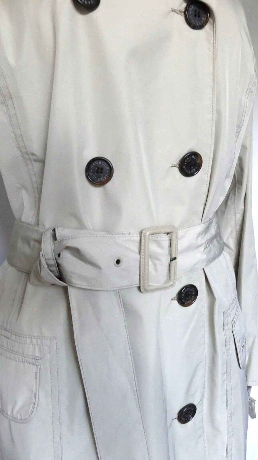 Barbour Rain Trench Coat Waterproof Featherweight Valerie Short US Size 8 Lt Tan