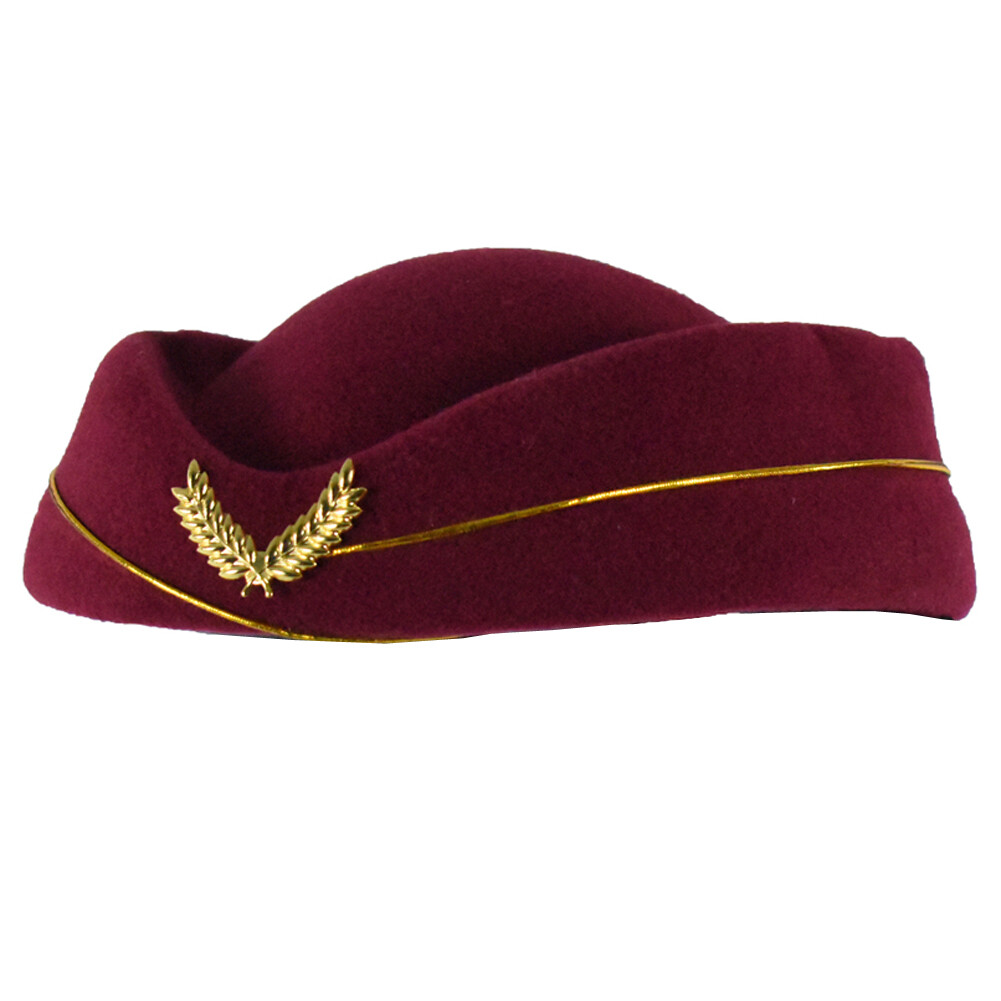Airline Stewardess Flight Attendant Air Hostess Vintage Looking Hat Wine Red