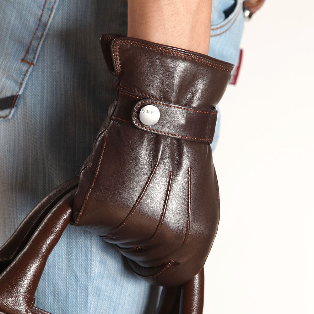 Mens Genuine Nappa Leather Warm Lined Gloves On Sale #EM007