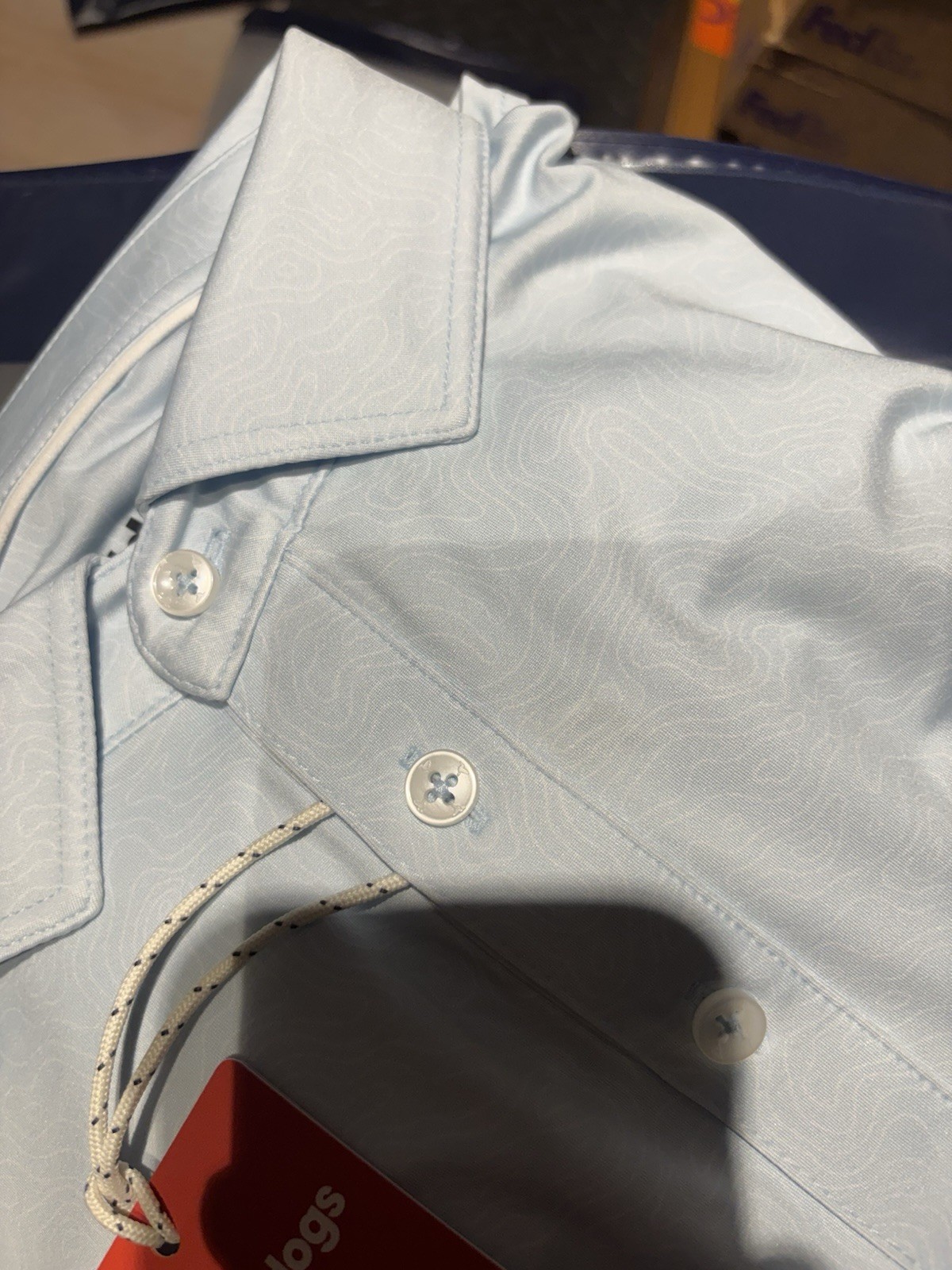 Birddogs Polo Shirt Size Large Stretch $99 MSRP Light Blue Wave