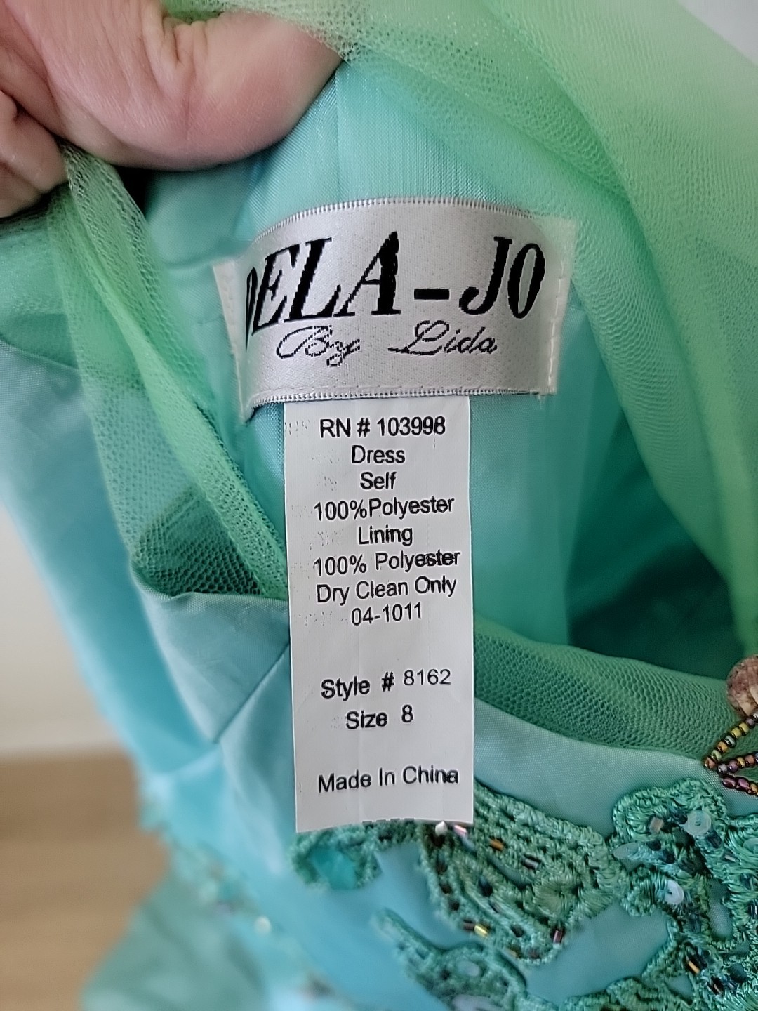 VTG Taffeta Formal Dress Size 8 Aqua Beaded Sleeveless Ruffle Tiered Prom