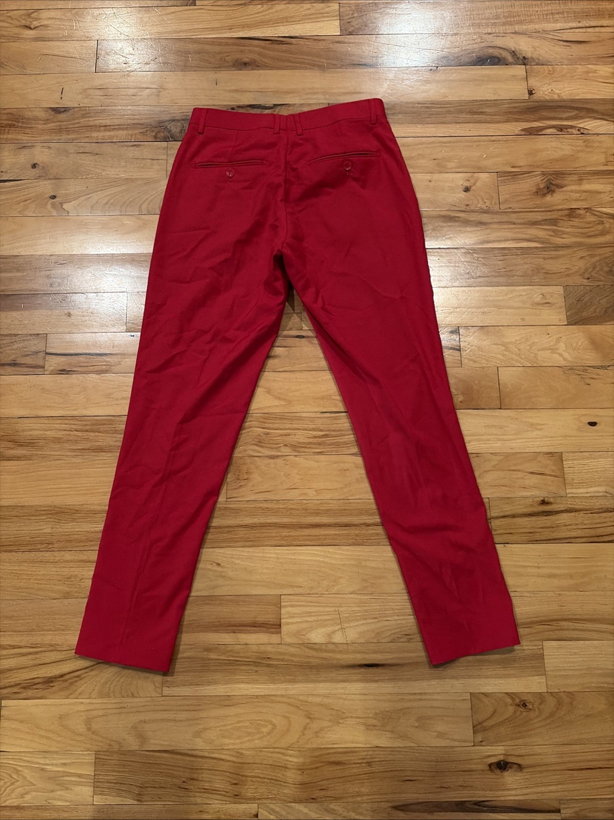 Lineage Dress Polyester Spandex Flat Front Red Casual Pants Mens 32 x 30 Retro